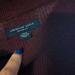 American Eagle Outfitters Women's Burgundy Ribbed Crewneck Sweater